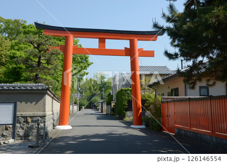 下鴨神社　参道入口の鳥居　京都市左京区 126146554