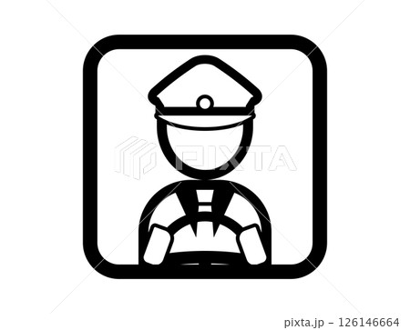 運転手のシンプルな四角いモノクロイラストアイコン 126146664