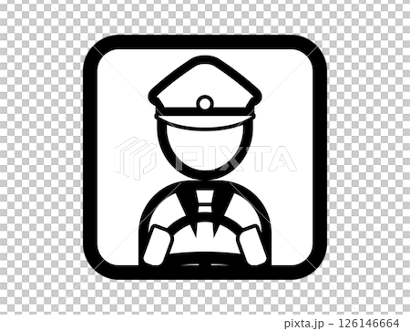 運転手のシンプルな四角いモノクロイラストアイコン 126146664