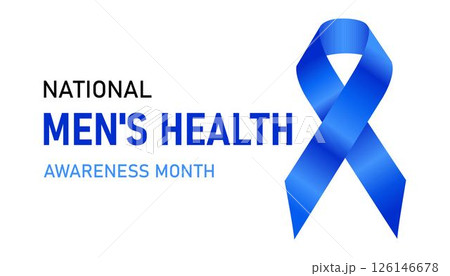 National Men's Health Awareness Month. Blue Ribbon. Holiday concept. June is Men's Health Month celebrations. Template for background, banner, card, poster with text inscription. Vector banner. Eps10 National Men's Health Awareness Month. Blue Ribbon. Holiday concept. June is Men's Health Month celebrations. Template for background, banner, card, poster with text inscription. Vector banner. Eps10 126146678