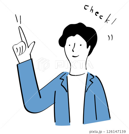 チェック促す男 の線画イラスト チェック促す男 の線画イラスト 126147139