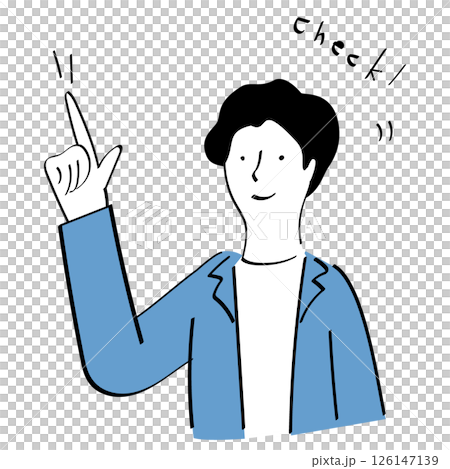 チェック促す男 の線画イラスト チェック促す男 の線画イラスト 126147139