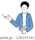 案内する男性　線画イラスト 126147142