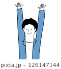 喜ぶ男性　線画イラスト 126147144