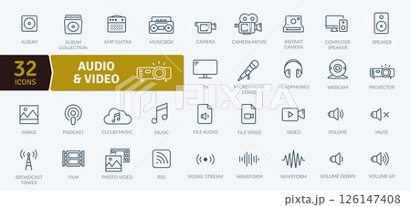 Audio and Video Icons: Multimedia and Entertainment Symbols 126147408