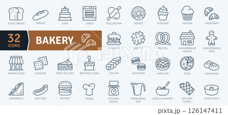 Bakery Icons: Freshly Baked Goods and Treats 126147411