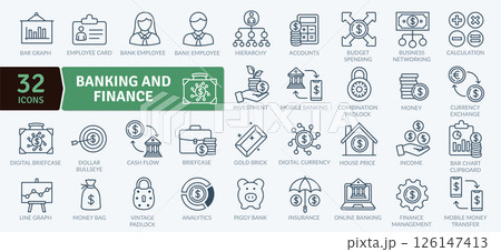 Banking and Finance Icons: Investment, Economy, and Transactions Banking and Finance Icons: Investment, Economy, and Transactions 126147413