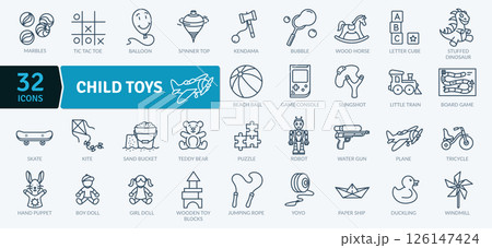 Child Toys Icons: Playtime and Childhood Fun 126147424