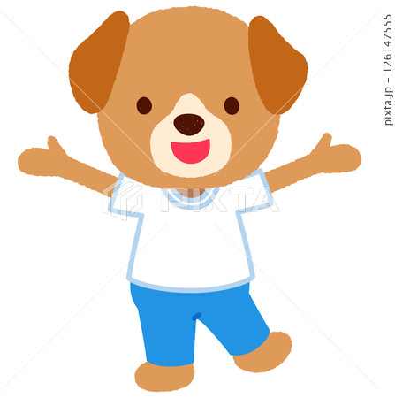 かわいいイヌのキャラクター 運動着 スタッフ かわいいイヌのキャラクター 運動着 スタッフ 126147555