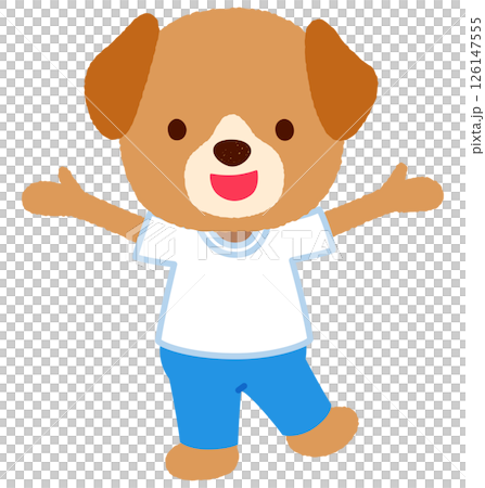 かわいいイヌのキャラクター 運動着 スタッフ かわいいイヌのキャラクター 運動着 スタッフ 126147555