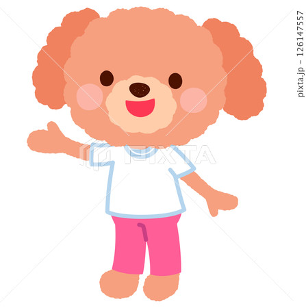 かわいいイヌのキャラクター　女の子　運動着　スタッフ 126147557