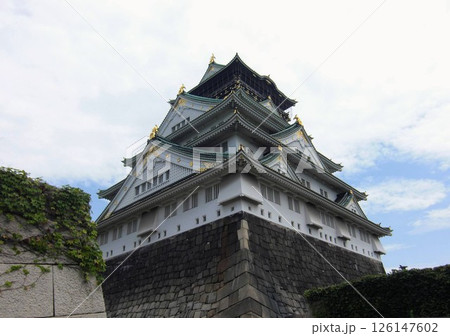 見上げる天守閣 126147602