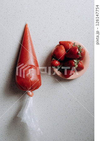 Fresh Strawberries and Puree Ready for Dessert Fresh Strawberries and Puree Ready for Dessert 126147754