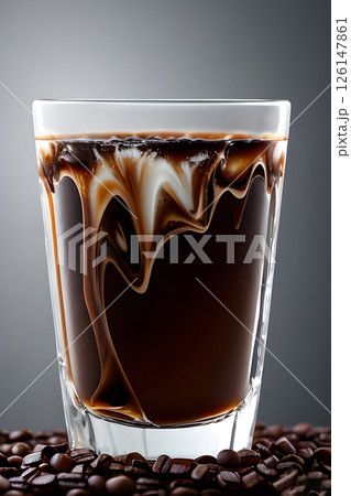 titled icy coffee the focus is on a glass 126147861