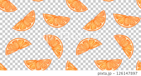 Seamless pattern with watercolor orange slice, isolated food illustration. Seamless pattern with watercolor orange slice, isolated food illustration. 126147897