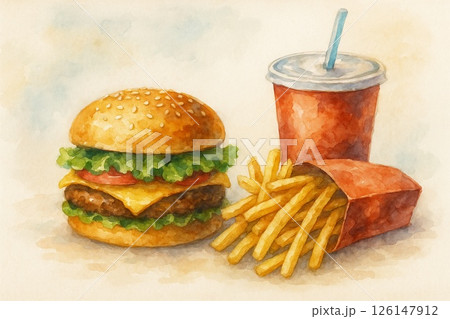 ハンバーガー ポテト ドリンク ハンバーガー ポテト ドリンク 126147912