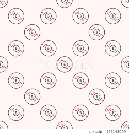 Bitcoin Short Position vector Trading outline round seamless pattern 126148099
