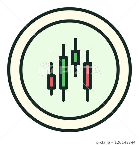 Cryptocurrency Trading vector Candlestick Chart round colored icon or logo element Cryptocurrency Trading vector Candlestick Chart round colored icon or logo element 126148244