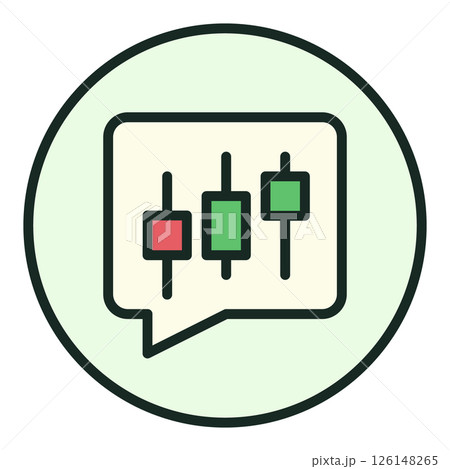 Speech Bubble and Candlestick Chart vector round colored icon or sign 126148265