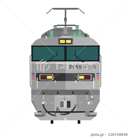 カシオペア塗装のEF510形電気機関車の正面のイラスト 126148646