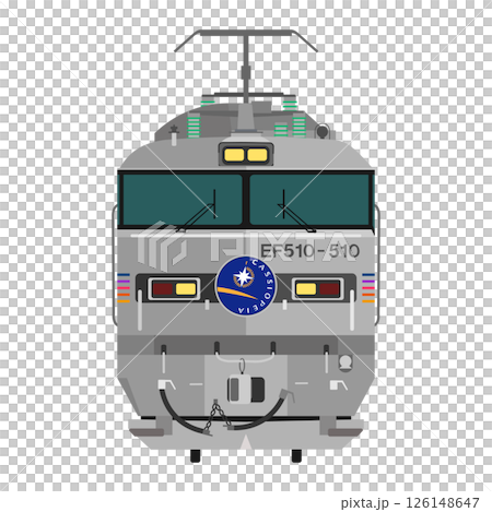 Illustration of the front of an EF510 electric locomotive with a Cassiopeia head mark Illustration of the front of an EF510 electric locomotive with a Cassiopeia head mark 126148647