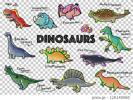 可愛的手繪恐龍插圖集 126148860