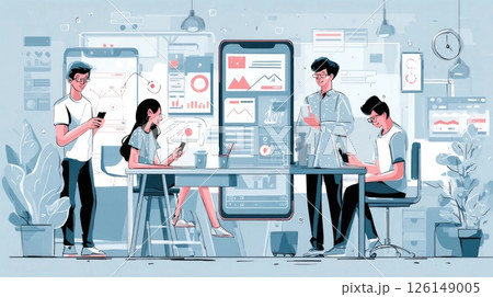 Software developers team working on user...のイラスト素材 [126149005] - PIXTA