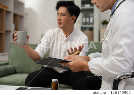 Stressed patient are treated by a psychologist or psychiatrist in a psychiatric clinic or hospital. Patients reported symptoms of depression, stress, irritability, and life problems. 126149900