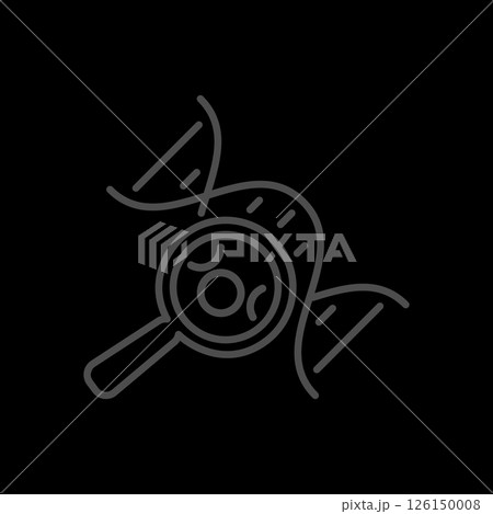Vector line icon shows a magnifier over a DNA helix. This graphic represents genetic research and analysis of its molecular makeup. Vector line icon shows a magnifier over a DNA helix. This graphic represents genetic research and analysis of its molecular makeup. 126150008