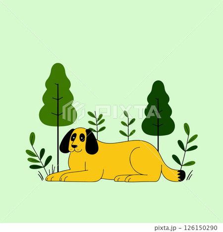 Cartoon Dog in a Forest 126150290