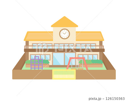 幼稚園  保育園  建物  イラスト 126150363