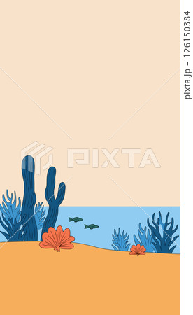 Stylized Underwater Scene with Fish and Coral 126150384