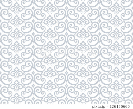 Floral pattern. Seamless vector background. Vintage wallpaper in the Baroque style. White and gray ornament for fabric, wallpaper, packaging. Ornate Damask flower illustration 126150660