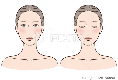 スキンケア・美容系に使える女性イラスト（正面・セット） 126150698