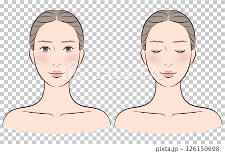 スキンケア・美容系に使える女性イラスト（正面・セット） 126150698