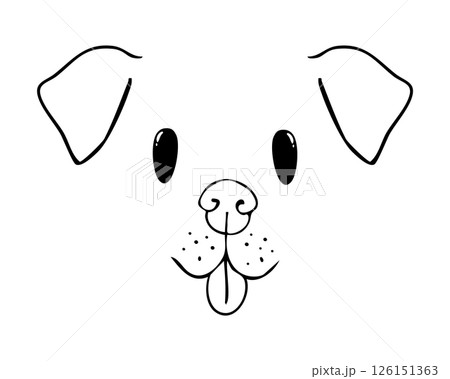 Cute animal face, dog puppy pet comic doodle with expressions. Set heads with delicious lick tongue, mouth, adorable emotions. Comic cartoon or kawaii fanny pet Cute animal face, dog puppy pet comic doodle with expressions. Set heads with delicious lick tongue, mouth, adorable emotions. Comic cartoon or kawaii fanny pet 126151363