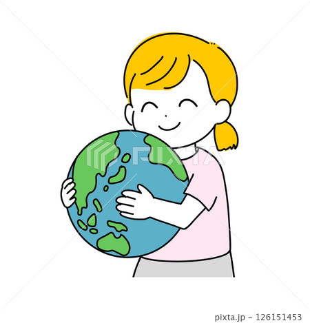 地球を抱える女の子のイラスト(SDGs・環境・未来の子ども) 地球を抱える女の子のイラスト(SDGs・環境・未来の子ども) 126151453