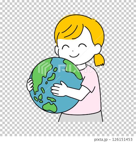 地球を抱える女の子のイラスト(SDGs・環境・未来の子ども) 地球を抱える女の子のイラスト(SDGs・環境・未来の子ども) 126151453