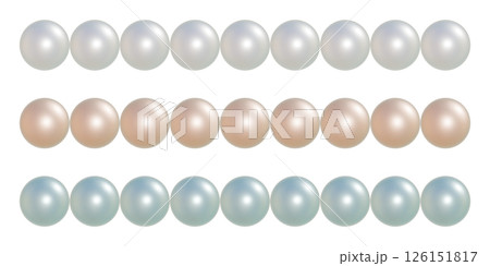 パールのチェーンの3DCGイラストセット 一直線に並ぶ真珠のビーズ ラインのあしらい 126151817