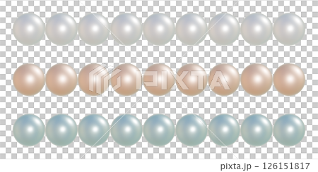 3DCG 插圖集珍珠鍊。珍珠珠排列成一條直線。線性設計。 126151817