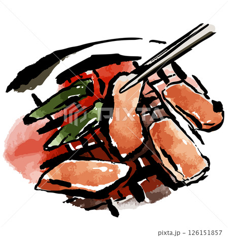 炭火焼肉　手描きイラスト 126151857