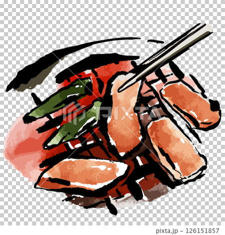 炭火焼肉　手描きイラスト 126151857