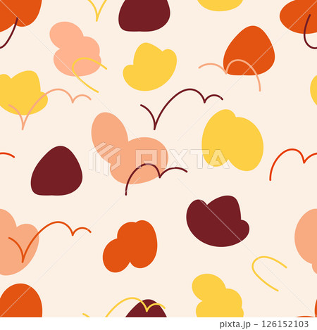 Abstract doodle shapes seamless pattern. Vector illustration design for background, fabric, textile, wall art design. 126152103