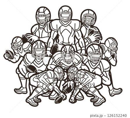 American Football Team Cartoon Sport Mix Action Graphic Vector 126152240