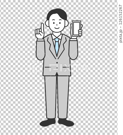 スマホをもって解説するビジネスマンのイラスト　ベクター 126152267