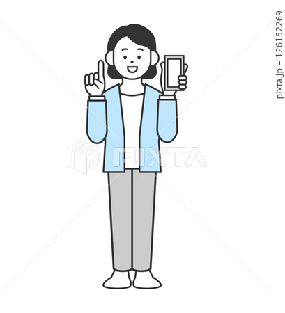 スマホをもって解説する女性のイラスト　ベクター 126152269