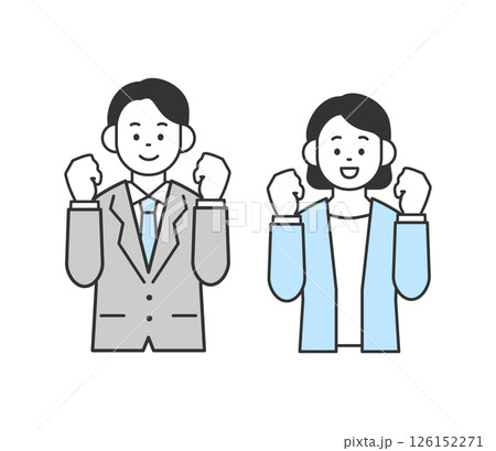 ガッツポーズをする男女のイラスト ベクター ガッツポーズをする男女のイラスト ベクター 126152271