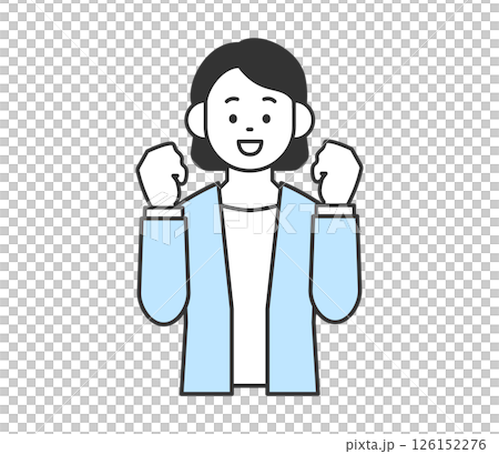 Vector illustration of a smiling woman posing with her fist in the air 126152276