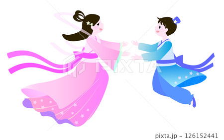 可愛い織姫と彦星イラスト 126152441