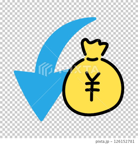 Handwritten money bag going down Handwritten money bag going down 126152781